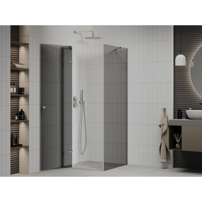 Mexen Roma pivot shower enclosure 90 x 90 cm, graphite, chrome - 854-090-090-01-40