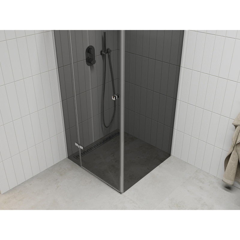 Mexen Roma 90 x 90 cm Hinged Shower Cabin, Graphite, Chrome - 854-090-090-01-40