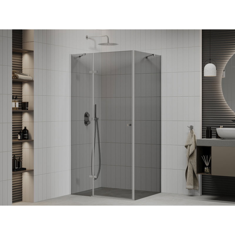Mexen Roma 80 x 100 cm Hinged Shower Enclosure, Graphite, Chrome - 854-080-100-01-40