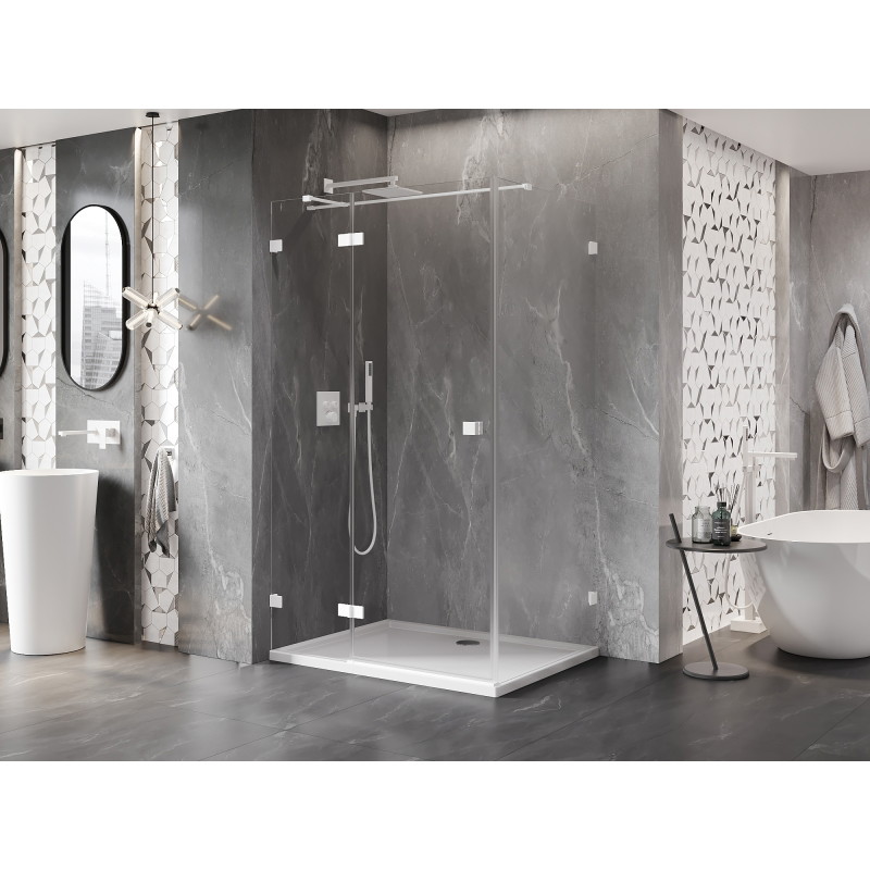 Mexen Lunar T dušikabiini vasak 135 x 110 cm, läbipaistev, valge - 834T-135-110-20-00-L