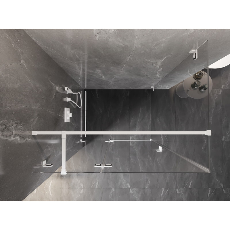 Mexen Lunar T dušikabiini vasak 135 x 110 cm, läbipaistev, valge - 834T-135-110-20-00-L