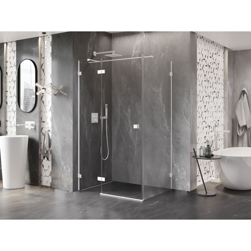 Mexen Lunar T suihkukaappi kaappi vasen 125 x 120 cm, läpinäkyvä, valkoinen - 834T-125-120-20-00-L