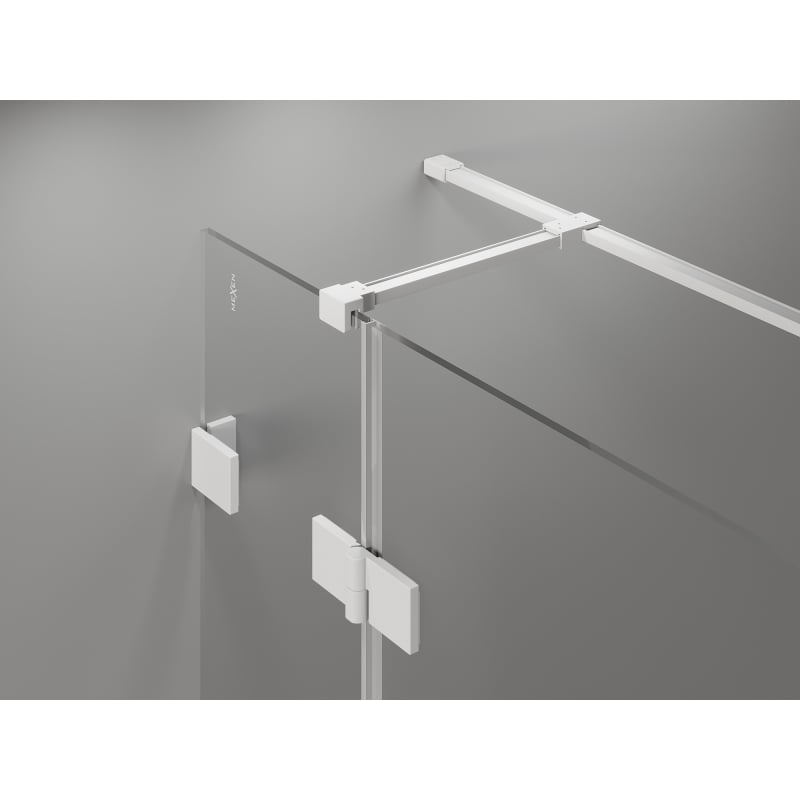 Mexen Lunar T vasakpoolne dušinurk 135 x 120 cm, läbipaistev, valge - 834T-135-120-20-00-L