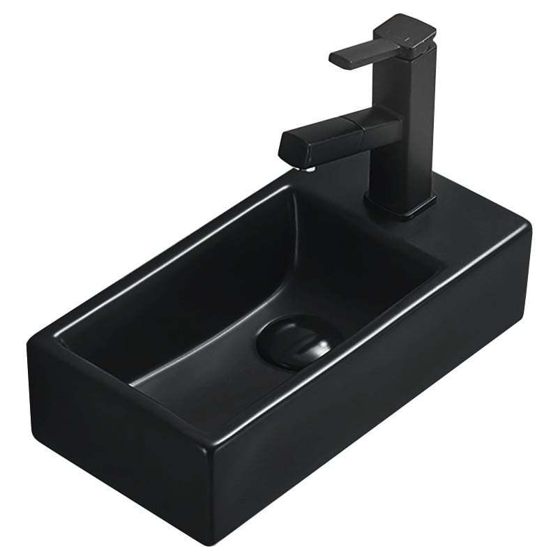 Mexen Inez Aufsatzwaschbecken links 40 x 20 cm, schwarz matt - 21484085L