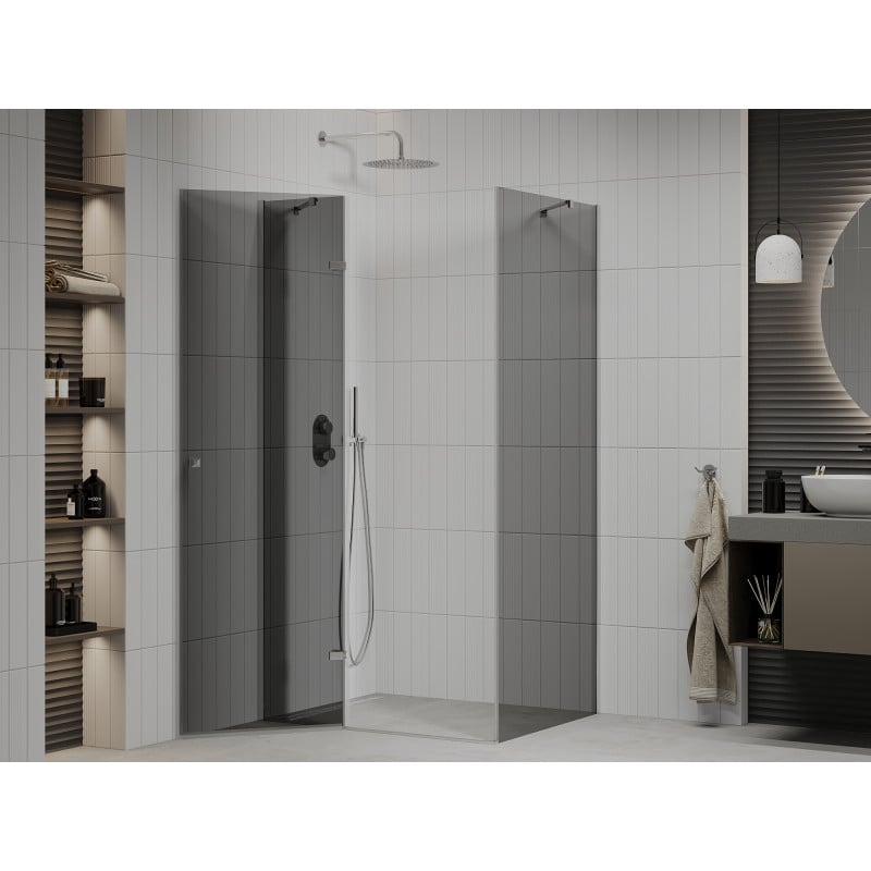 Mexen Roma Hinged Shower Enclosure 100 x 90 cm, Graphite, Chrome - 854-100-090-01-40