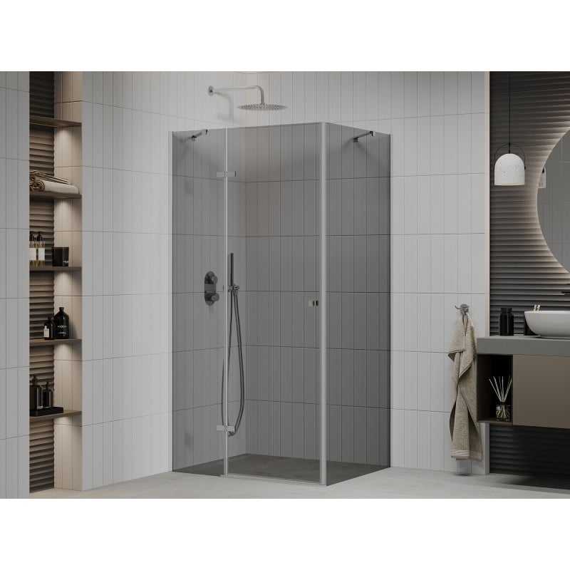 Mexen Roma Hinged Shower Enclosure 100 x 90 cm, Graphite, Chrome - 854-100-090-01-40