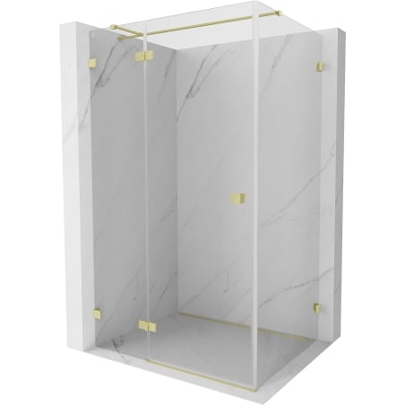 Mexen Lunar T Duschkabine schwenkbar links 140 x 100 cm, transparent, gebürstetes Gold - 834T-140-100-55-00-L