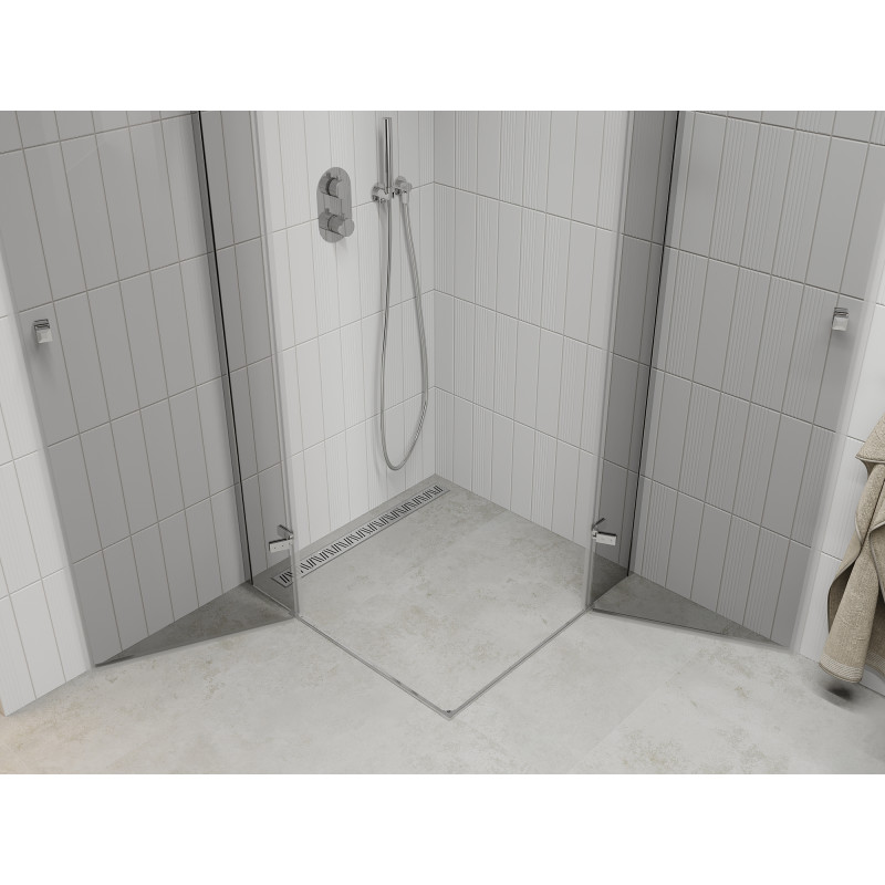 Mexen Roma Duo zložljiva pršna kabina 80 x 80 cm, prozorna, krom - 854-080-080-02-00