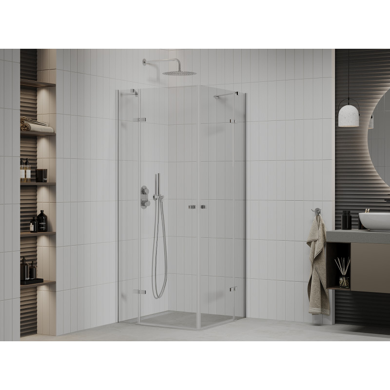 Mexen Roma Duo scharnierende douchecabine 100 x 100 cm, transparant, chroom - 854-100-100-02-00