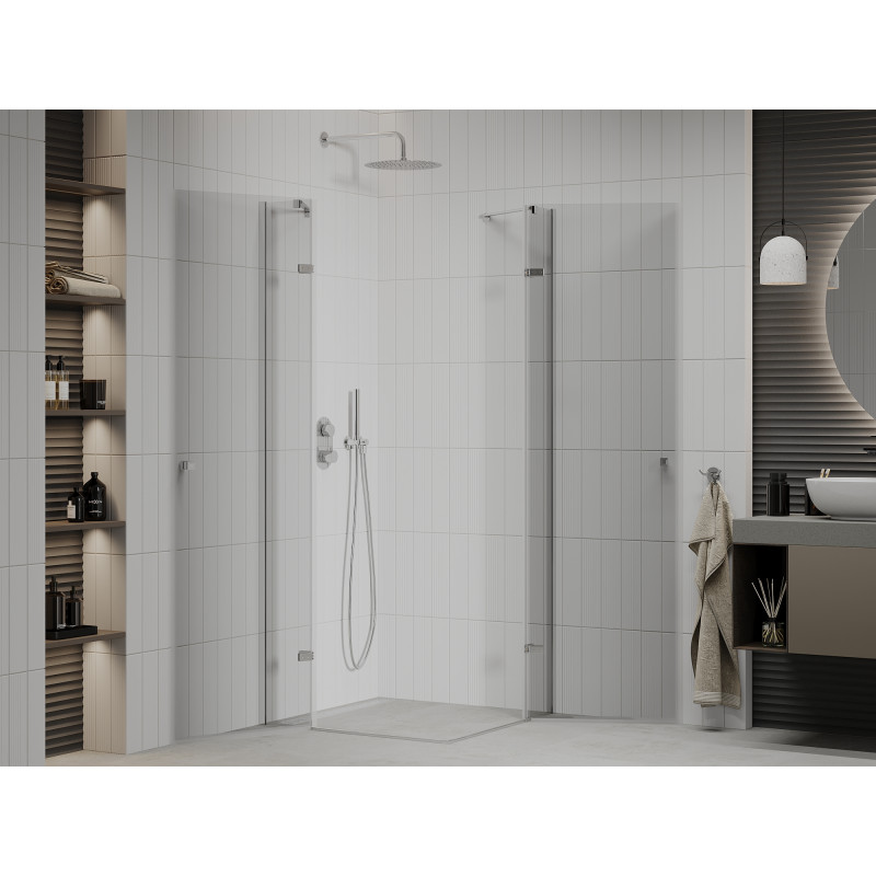 Mexen Roma Duo scharnierende douchecabine 120 x 120 cm, transparant, chroom - 854-120-120-02-00