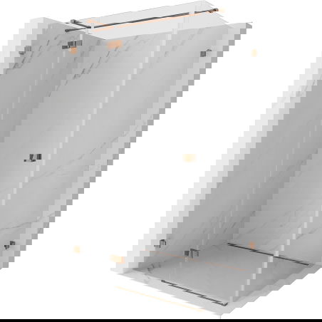 Mexen Lunar T Duschkabine, schwenkbar, linke Ausführung 140 x 80 cm, transparent, Roségold - 834T-140-080-60-00-L
