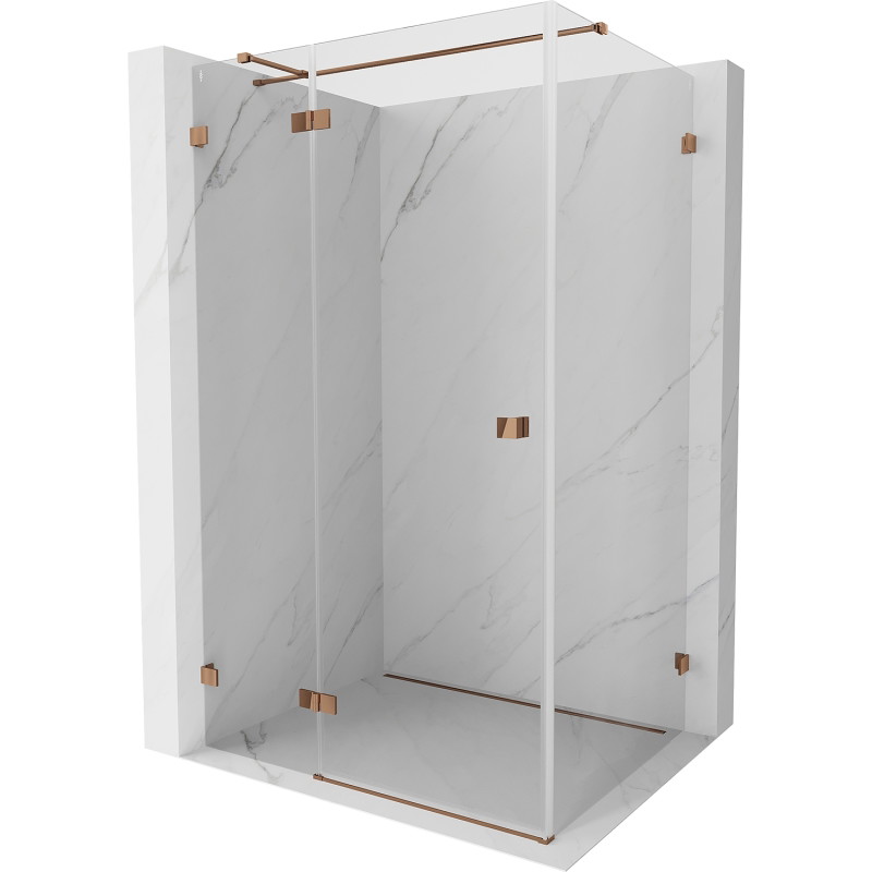 Mexen Lunar T dušinurk parempoolne 135 x 110 cm, läbipaistev, roosa kuld - 834T-135-110-60-00-L