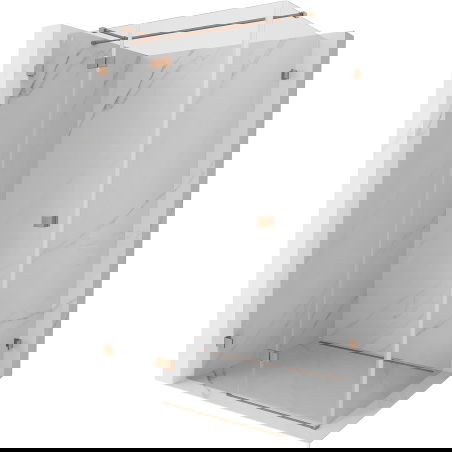 Mexen Lunar T Duschkabine schwenkbar links 120 x 80 cm, transparent, gebürstetes Kupfer - 834T-120-080-65-00-L