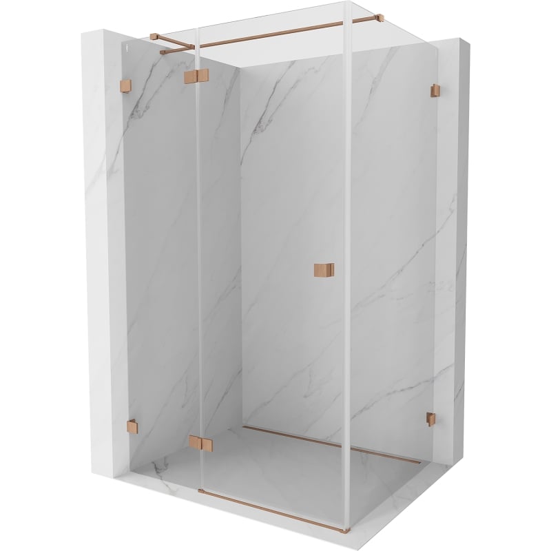 Mexen Lunar T Duschkabine schwenkbar links 140 x 100 cm, transparent, gebürstetes Kupfer - 834T-140-100-65-00-L