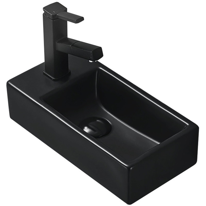 Mexen Inez parempoolne pinnapealne valamu 40 x 20 cm, must matt - 21484085R