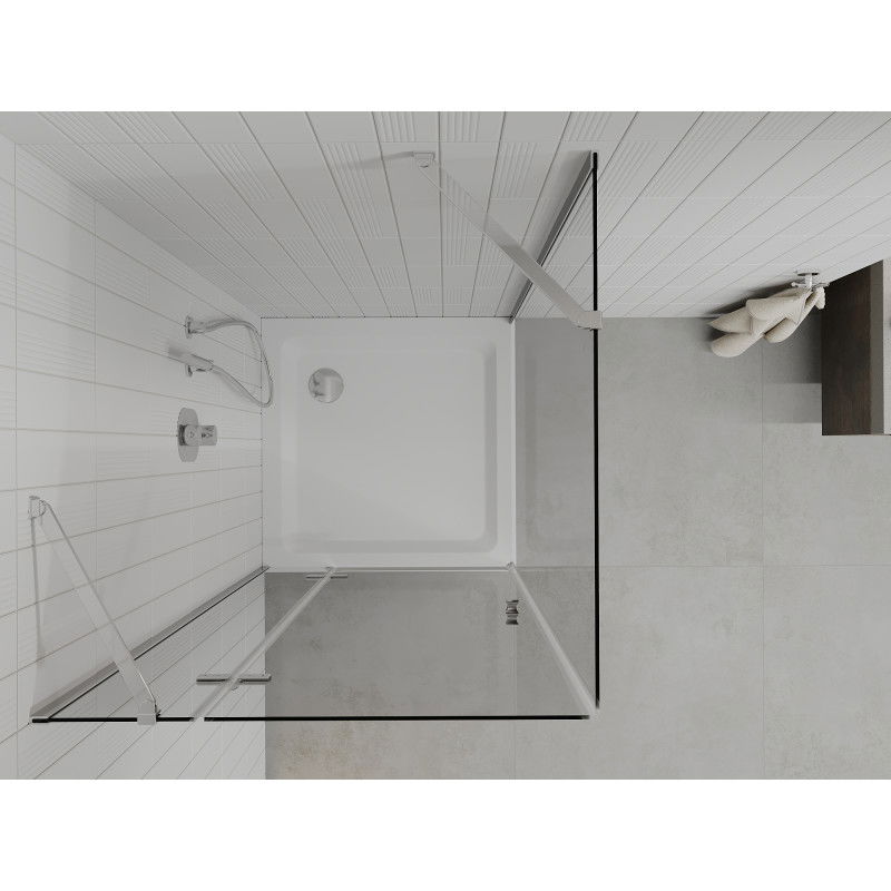 Mexen Roma käännettävä suihkukoppi 100 x 100 cm, kirkas, kromi + Flat-suihkualusta - 854-100-100-01-00-4010