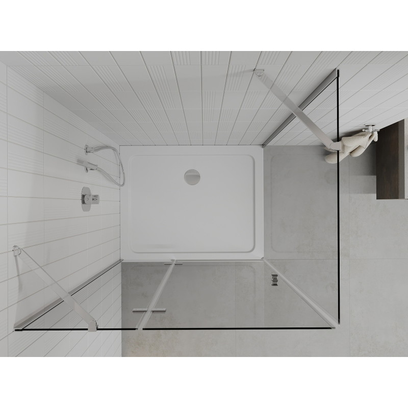 Mexen Roma klizna tuš kabina 70 x 80 cm, prozirna, krom + tuš kada Flat - 854-070-080-01-00-4010