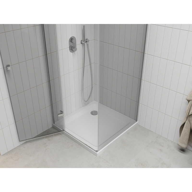 Mexen Roma klizna tuš kabina 70 x 80 cm, prozirna, krom + tuš kada Flat - 854-070-080-01-00-4010