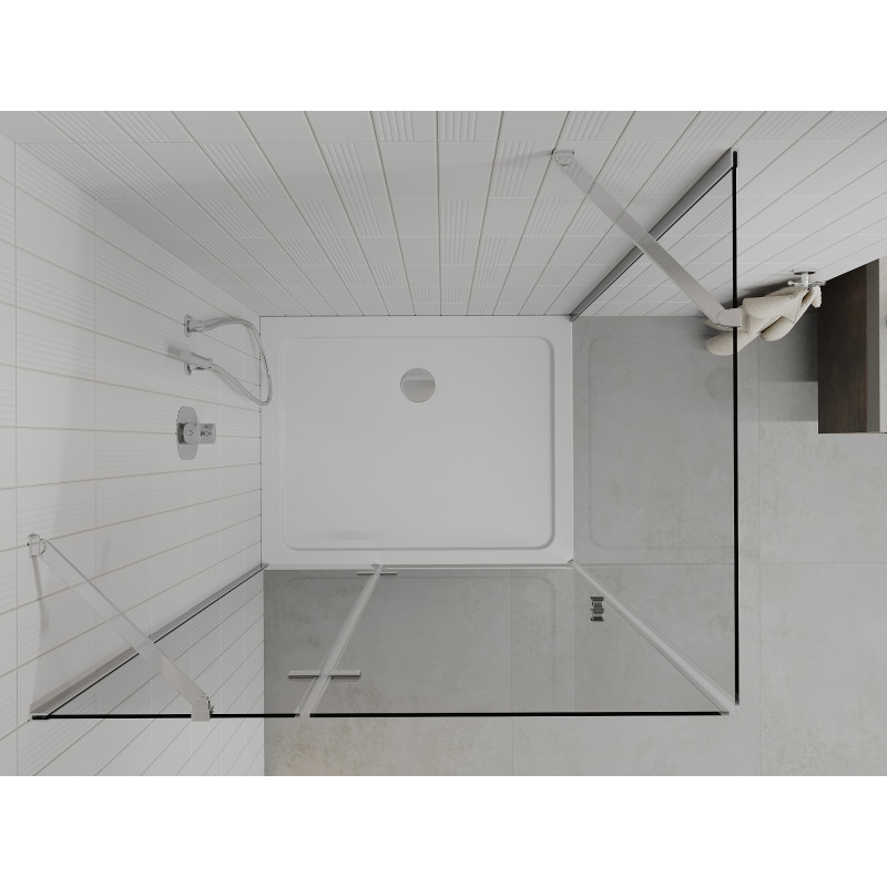 Mexen Roma Duschkabine schwenkbar 70 x 90 cm, transparent, Chrom + Duschwanne Flat - 854-070-090-01-00-4010
