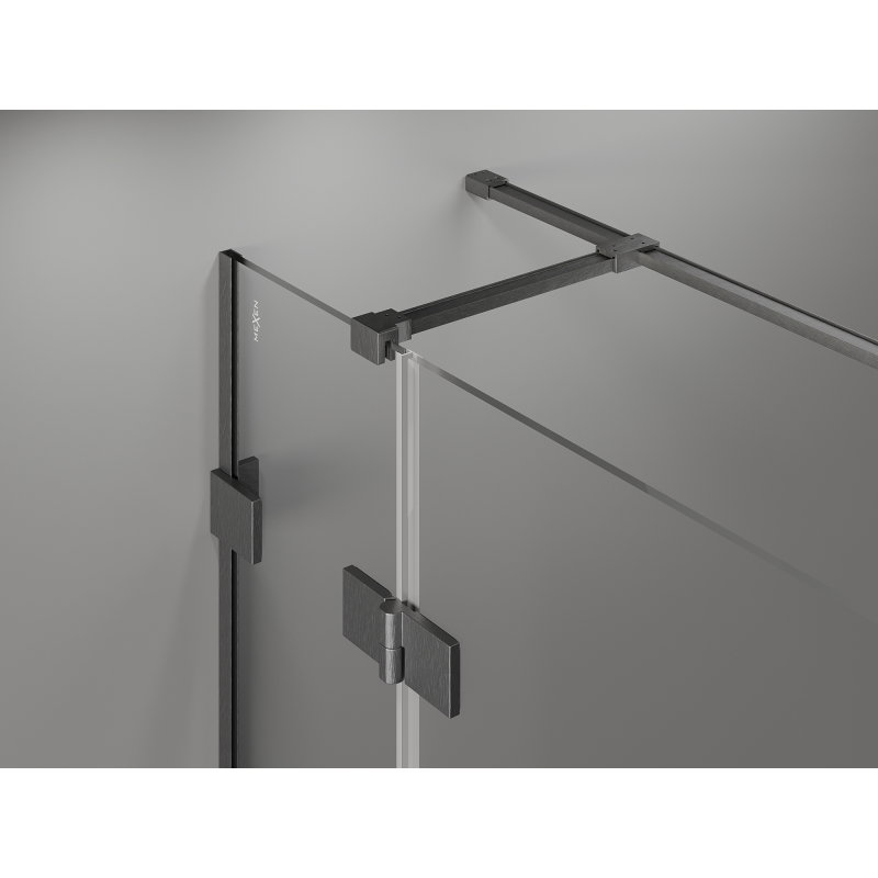 Mexen Lunar T shower enclosure hinged left 135 x 80 cm, transparent, brushed gun gray - 834T-135-080-66-00-L