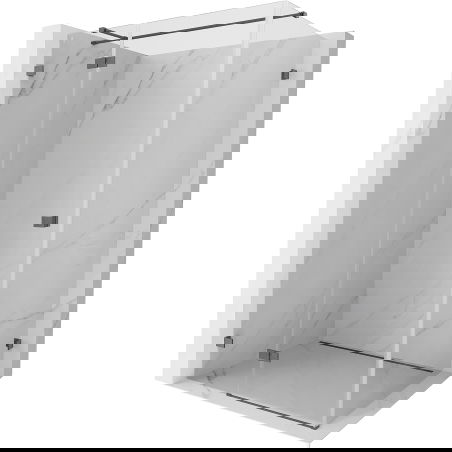 Mexen Lunar T Duschkabine schwenkbar links 140 x 80 cm, transparent, gun gray gebürstet - 834T-140-080-66-00-L