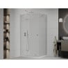 Mexen Roma Duschkabine schwenkbar 80 x 100 cm, transparent, Chrom + Duschwanne Flat - 854-080-100-01-00-4010