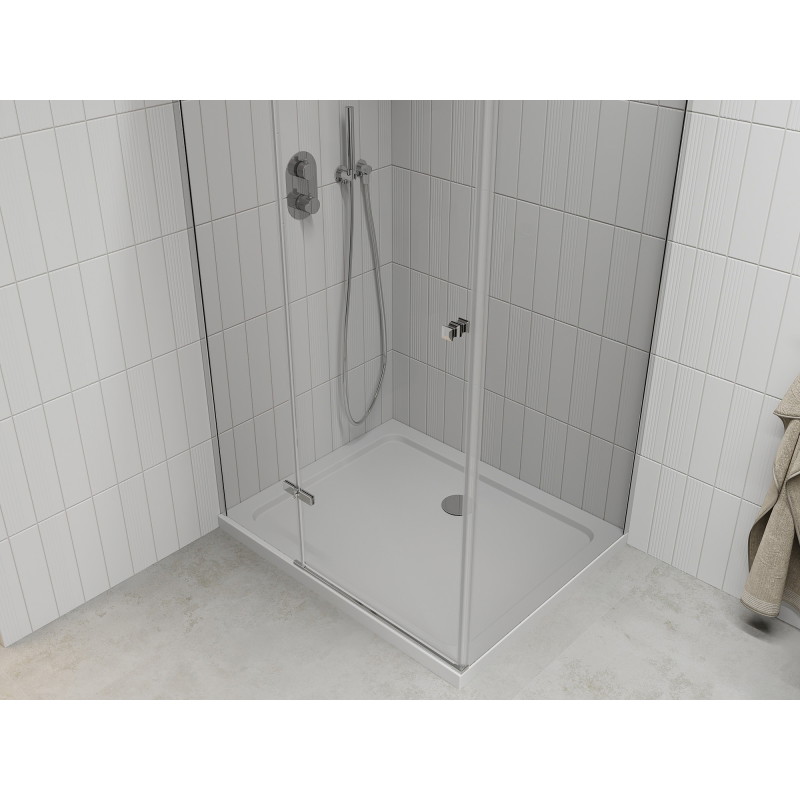 Mexen Roma zakretna tuš kabina 100 x 80 cm, prozirna, krom + tuš kada Flat - 854-100-080-01-00-4010