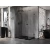 Mexen Lunar T cabine de douche pivotante gauche 140 x 80 cm, transparent, noir - 834T-140-080-70-00-L