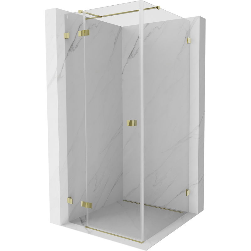 Mexen Lunar T Duschkabine mit Schwingtür links 110 x 110 cm, transparent, gold - 834T-110-110-50-00-L