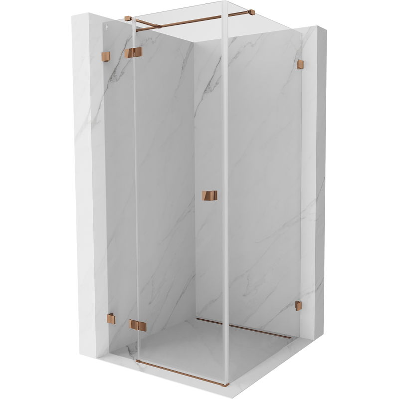 Mexen Lunar T Duschkabine klappbar links 120 x 120 cm, transparent, Roségold - 834T-120-120-60-00-L