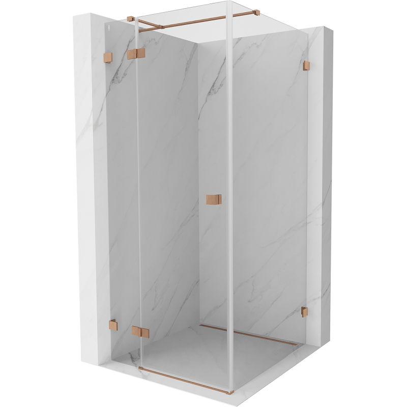 Mexen Lunar T Duschkabine schwenkbar links 120 x 120 cm, transparent, gebürstetes Kupfer - 834T-120-120-65-00-L