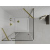 Mexen Roma cabine de douche pivotante 90 x 90 cm, transparente, dorée + bac à douche Flat - 854-090-090-50-00-4010