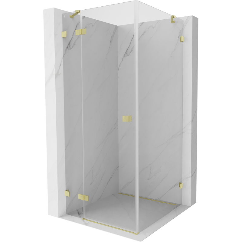 Mexen Lunar Duschkabine links öffnend 70 x 70 cm, transparent, gebürstetes Gold - 834-070-070-55-00-L