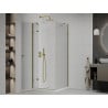Mexen Roma cabine de douche pivotante 100 x 100 cm, transparent, or + receveur Flat - 854-100-100-50-00-4010