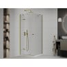 Mexen Roma cabine de douche pivotante 100 x 100 cm, transparent, or + receveur Flat - 854-100-100-50-00-4010