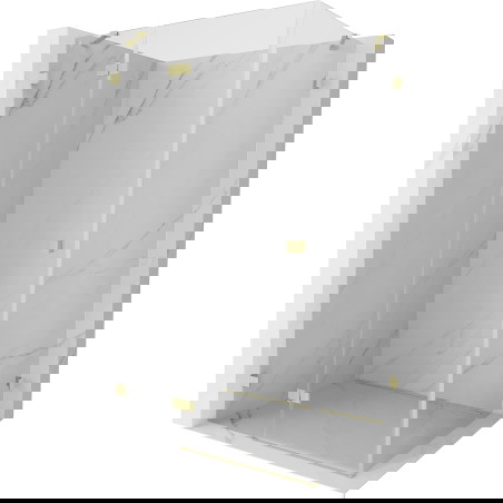 Mexen Lunar leva nihajna tuš kabina 85 x 80 cm, prozorna, zlata krtačena - 834-085-080-55-00-L