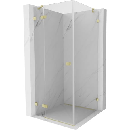 Mexen Lunar dušinurk pööratav vasak 90 x 90 cm, läbipaistev, kuldne harjatud - 834-090-090-55-00-L