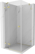 Mexen Lunar cabine de douche pivotante gauche 100 x 100 cm, transparent, or brossé - 834-100-100-55-00-L