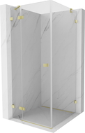 Mexen Lunar douchecabine scharnier links 100 x 100 cm, transparant, geborsteld goud - 834-100-100-55-00-L