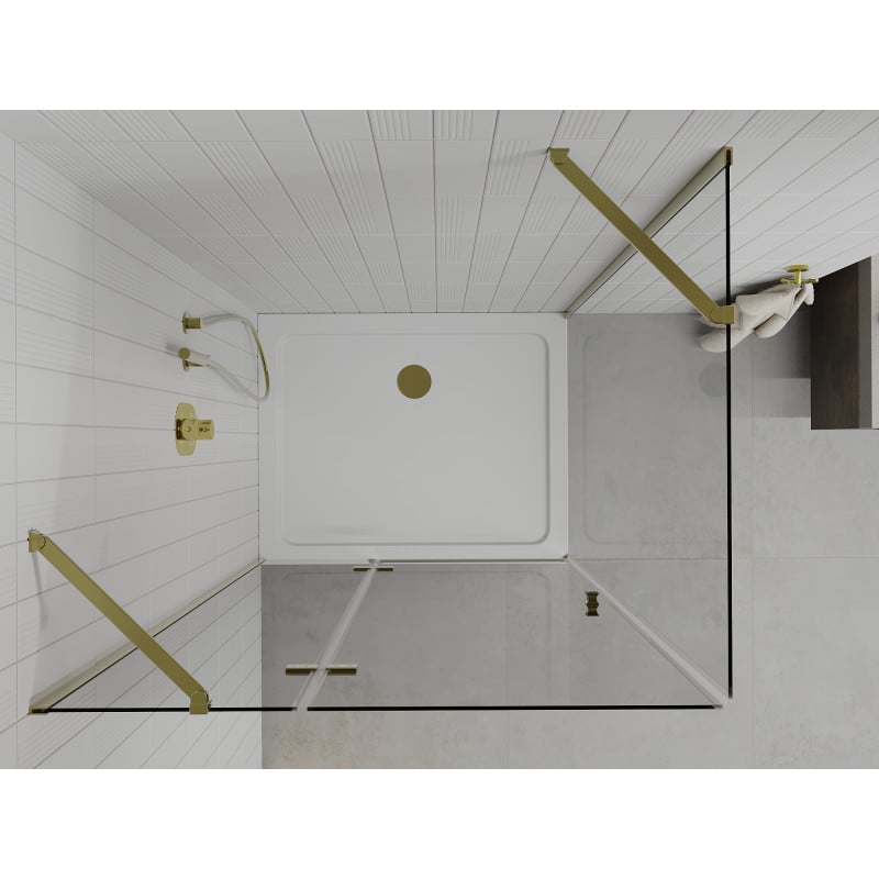 Mexen Roma cabine de douche pivotante 100 x 90 cm, transparent, dorée + receveur Flat - 854-100-090-50-00-4010