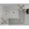 Mexen Roma Dusche mit aufklappbarer Tür 100 x 90 cm, transparent, gold + Duschwanne Flat - 854-100-090-50-00-4010
