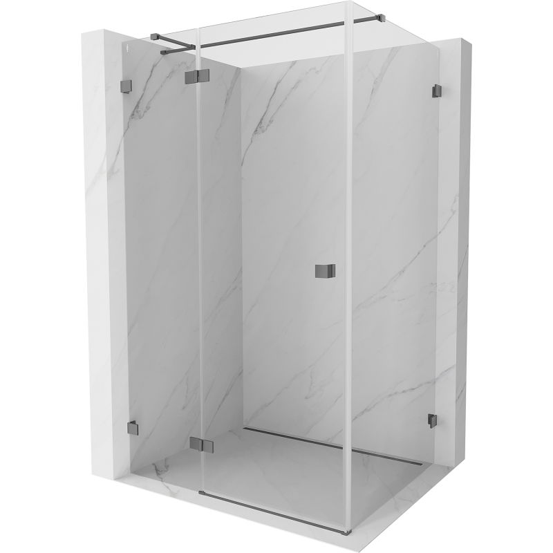 Mexen Lunar T cabine de douche pivotante gauche 135 x 120 cm, transparent, métal pistolet - 834T-135-120-95-00-L