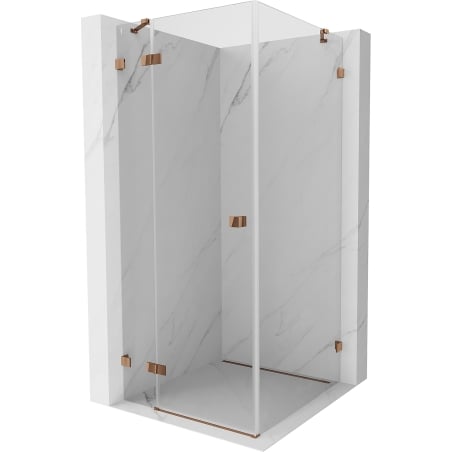 Mexen Lunar left-side hinge shower enclosure 70 x 70 cm, transparent, rose gold - 834-070-070-60-00-L