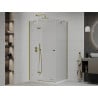 Mexen Roma Duschkabine mit Schwingtür 120 x 80 cm, transparent, gold + Flat Duschwanne - 854-120-080-50-00-4010