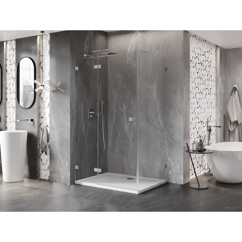 Mexen Lunar T cabine de douche pivotante gauche 120 x 70 cm, transparent, nickel brossé - 834T-120-070-97-00-L