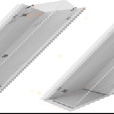 Mexen Lunar dušas kabīne ar kreisajām durvīm 90 x 90 cm, caurspīdīga, rozā zelts - 834-090-090-60-00-L