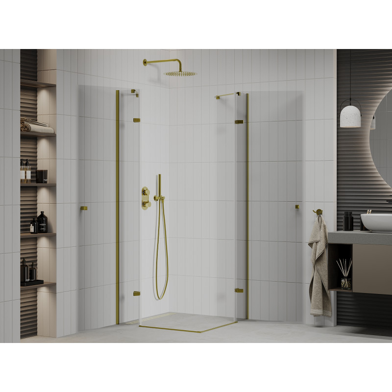 Mexen Roma Duo Duschkabine 90 x 90 cm, transparent, gold - 854-090-090-50-00-02