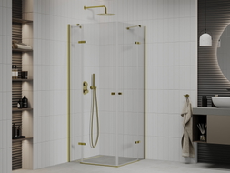 Mexen Roma Duo pööratava uksega dušinurk 90 x 90 cm, läbipaistev, kuldne - 854-090-090-50-00-02