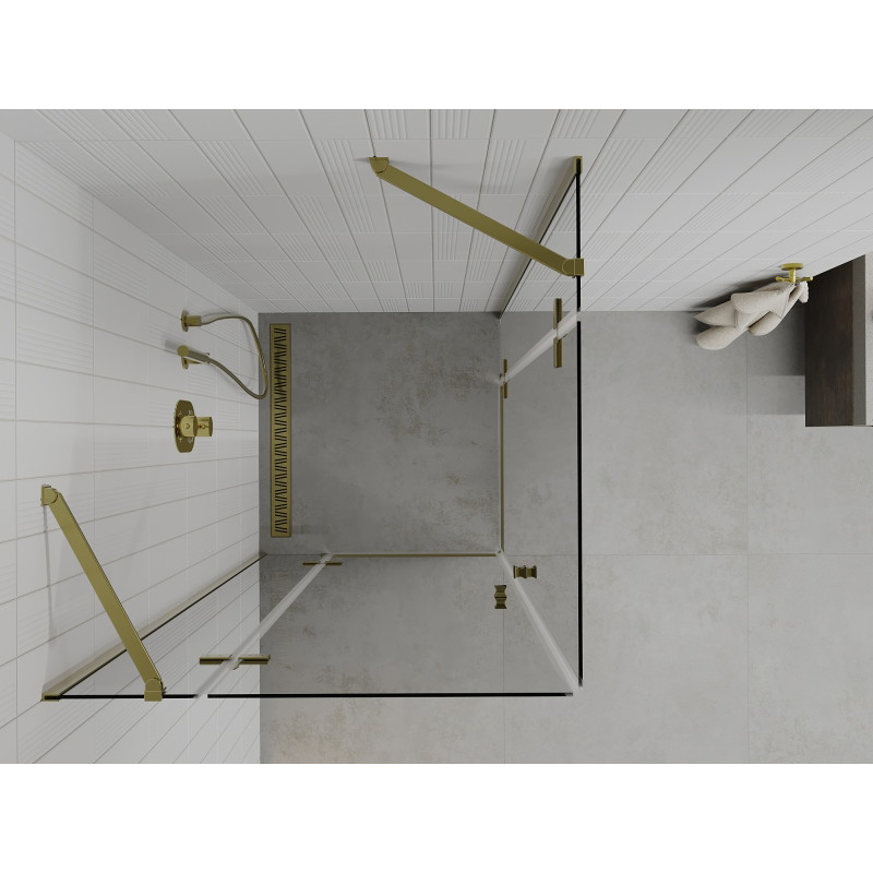Mexen Roma Duo 90 x 90 cm Pivot Shower Enclosure, Transparent, Gold - 854-090-090-50-00-02