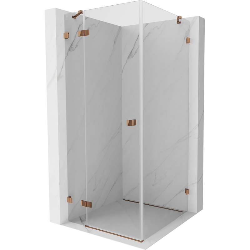 Mexen Lunar left-hinged shower cabin 100 x 100 cm, transparent, rose gold - 834-100-100-60-00-L